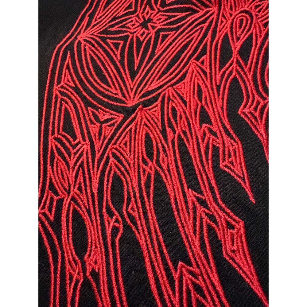 NWT Y2K Affliction Wide Leg Wings Black Red Baggy Jeans Mens Size 31 MSRP $128 - Picture 11 of 15